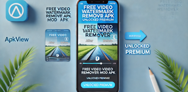 Screenshot of the Video Watermark MOD APK interface showing the watermark removal and addition tools.