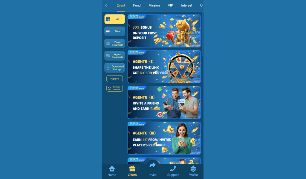RR3 Game Offers Section - Great Features by RR3