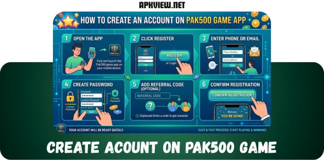 create account on Pak500 Game